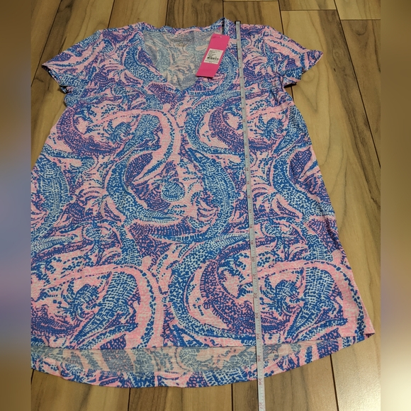 NWT! Lilly Pulitzer Etta Top Coastal Blue Maybe Gator Size XS - Picture 9 of 11
